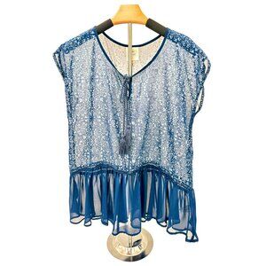 Knox Rose Sleeveless Navy Sheer Tassel Tie